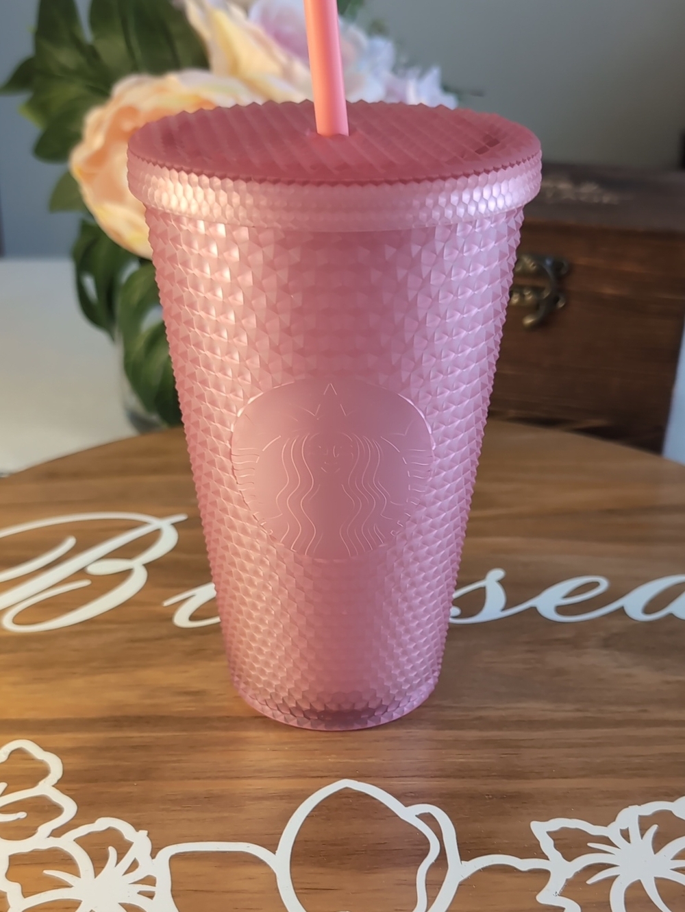 Starbucks Pink Lemonade Studded Reusable Cup w/ Straw 16 Oz